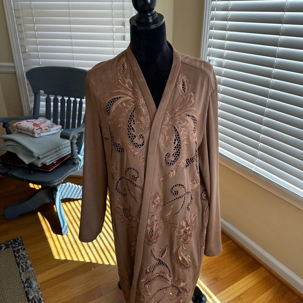 Chico's Brown Embroidered Kimono
